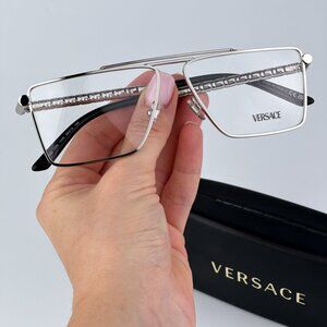Versace VE1295 1000 BRAND NEW Eyeglasses Silver Demo Pilot Unisex